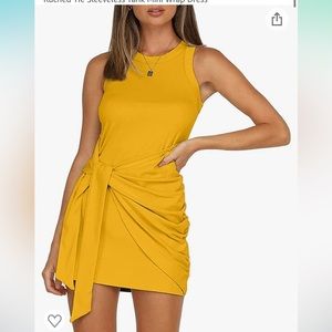 yellow bodycon wrap dress NWOT. So flattering!!!
